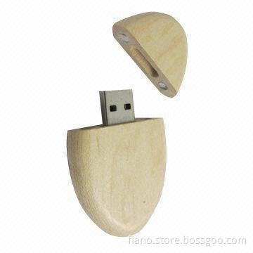 Wooden USB Flash Drive with Keychain, Available in 512MB to 32GB Memory Capacity